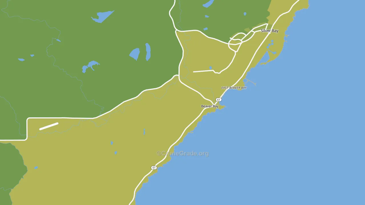 Beaver Bay, MN Map of Vehicle Theft Rates