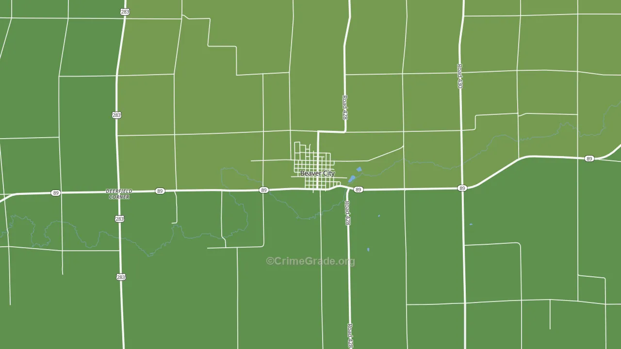 Beaver City, NE Map of Vehicle Theft Rates