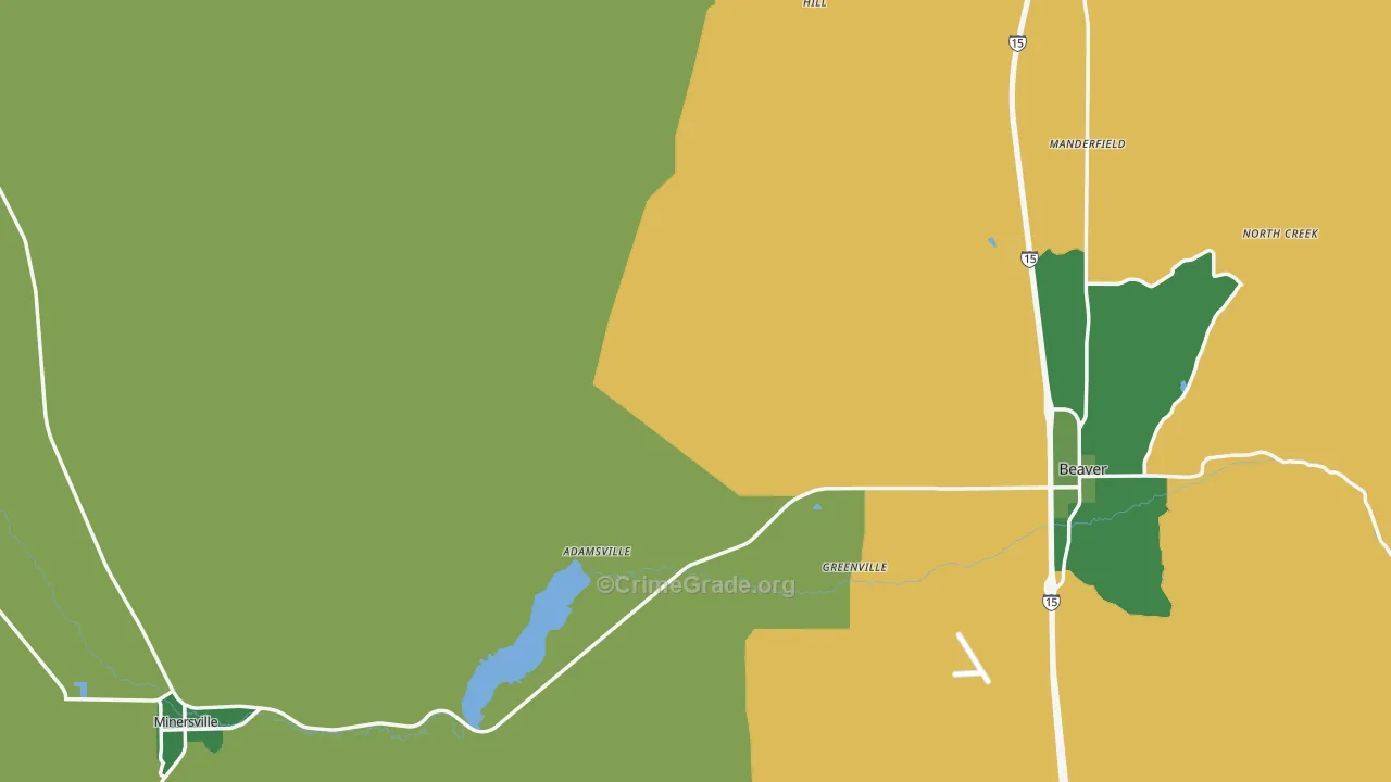 Beaver County, UT Map of Vehicle Theft Rates