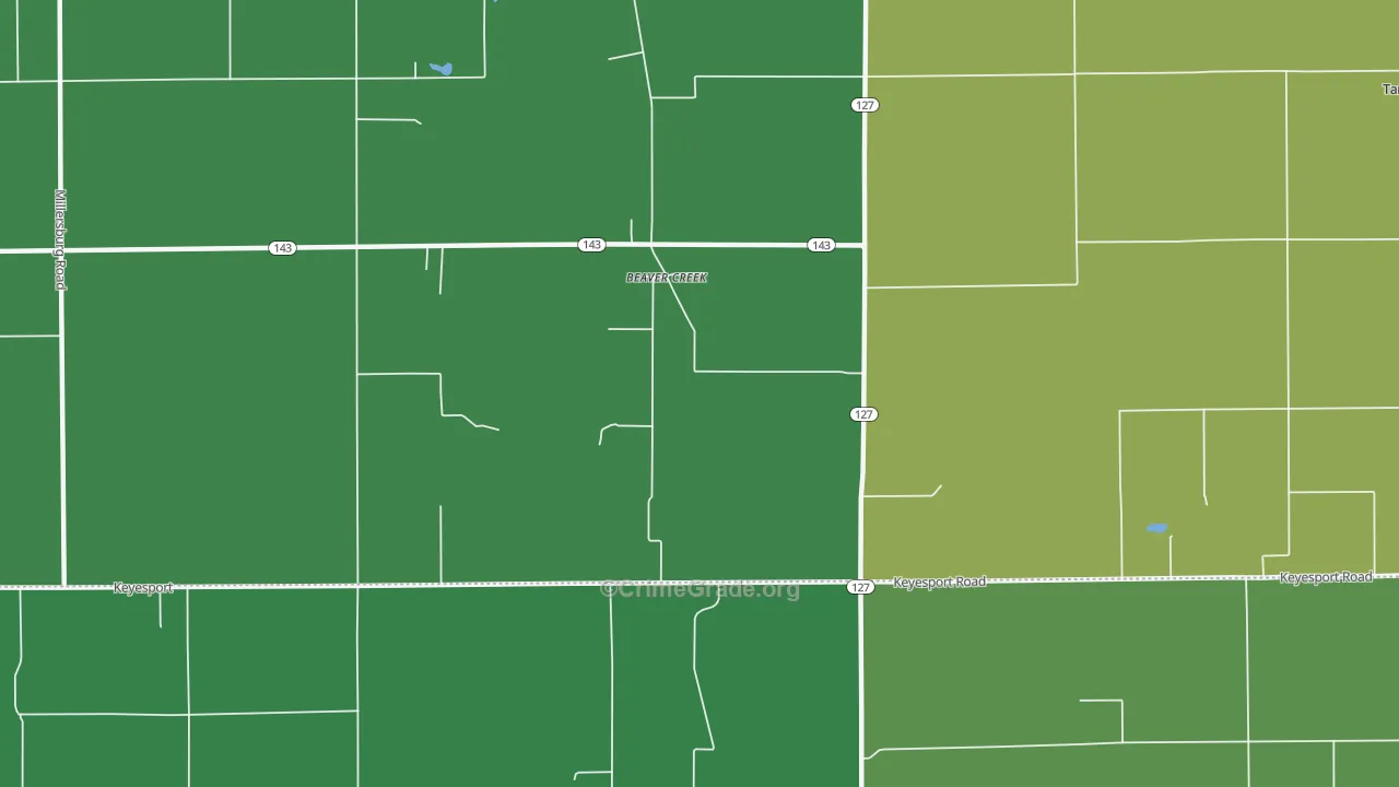 Beaver Creek, IL Map of Vehicle Theft Rates