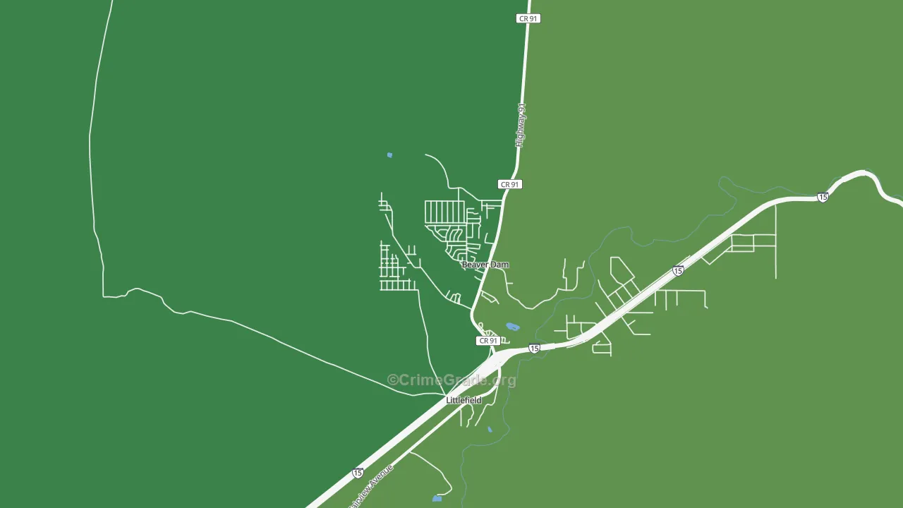Beaver Dam, AZ Map of Vehicle Theft Rates