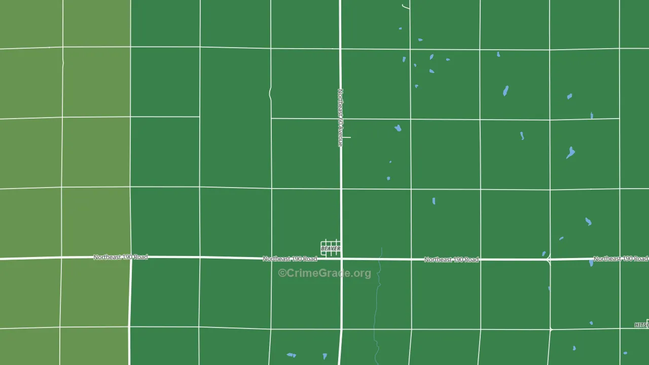 Beaver, KS Map of Vehicle Theft Rates