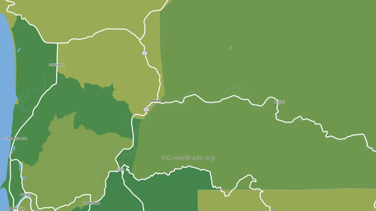 Beaver, OR Map of Vehicle Theft Rates