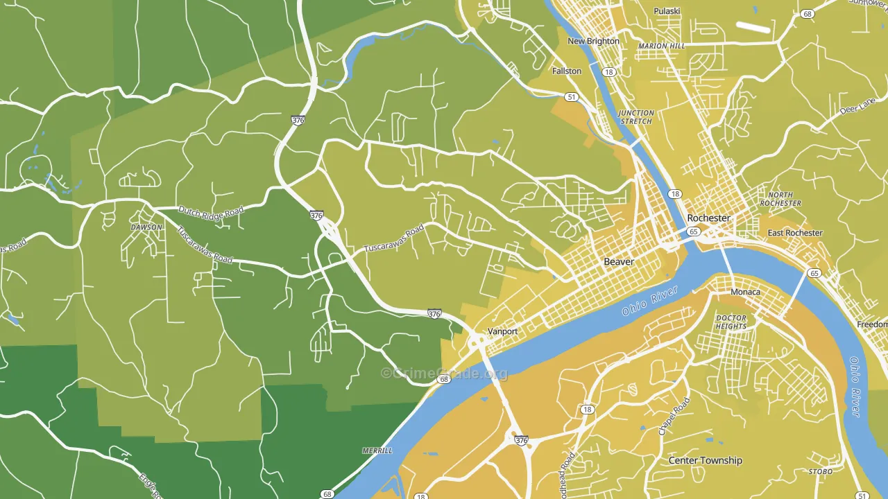 Beaver, PA Map of Vehicle Theft Rates