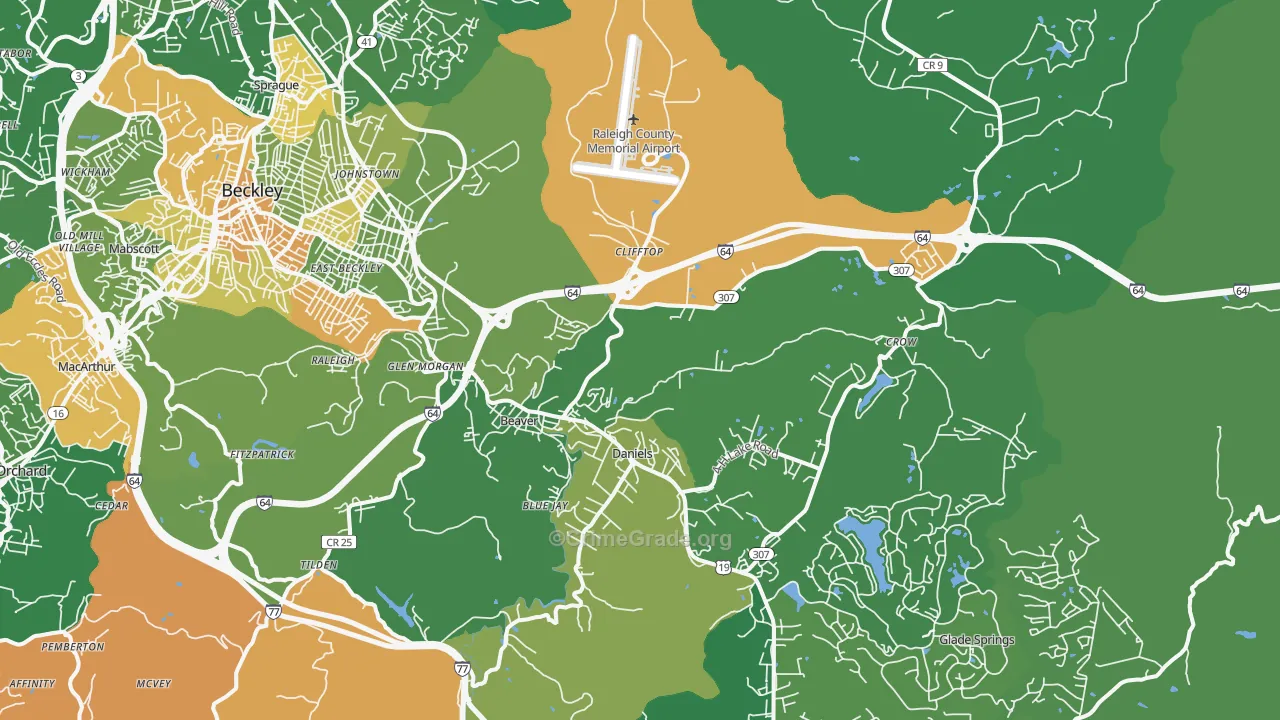 Beaver, WV Map of Vehicle Theft Rates