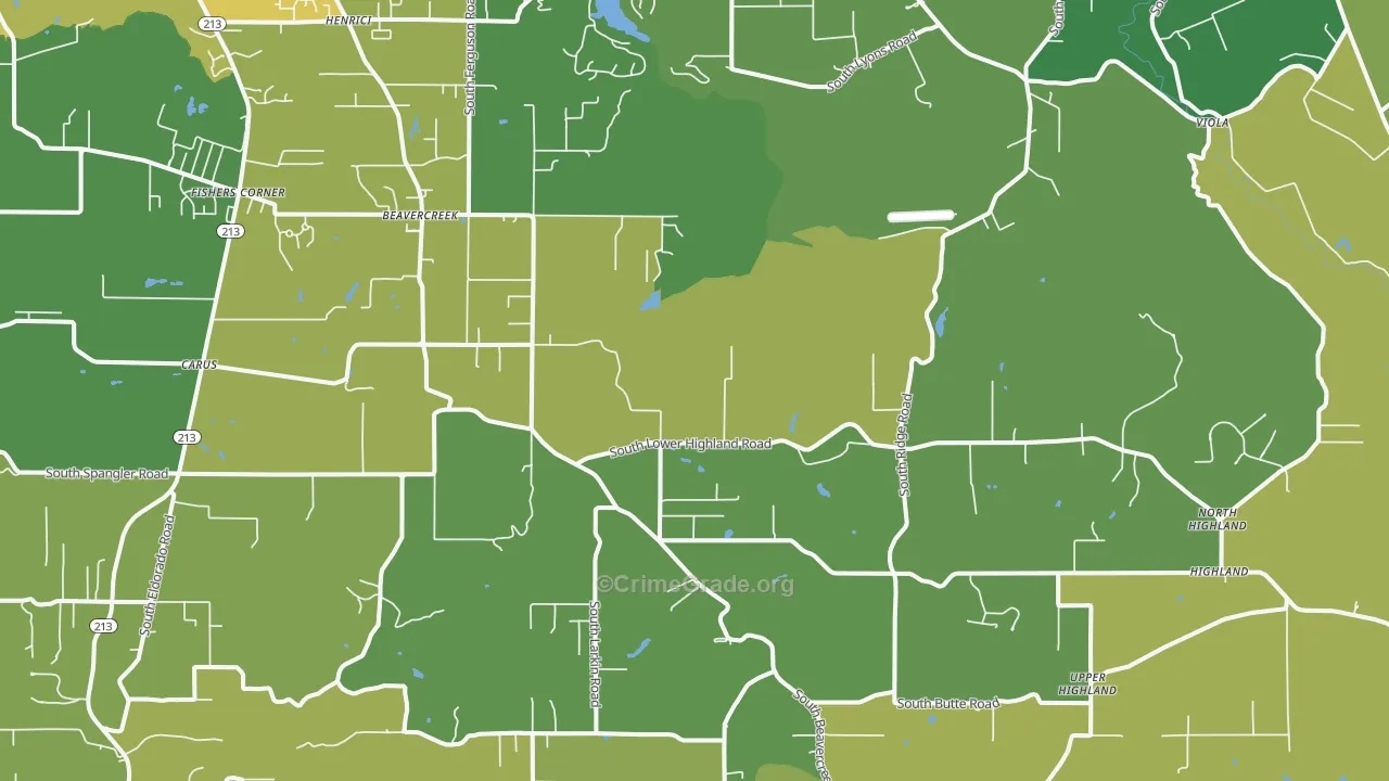 Beavercreek, OR Map of Vehicle Theft Rates
