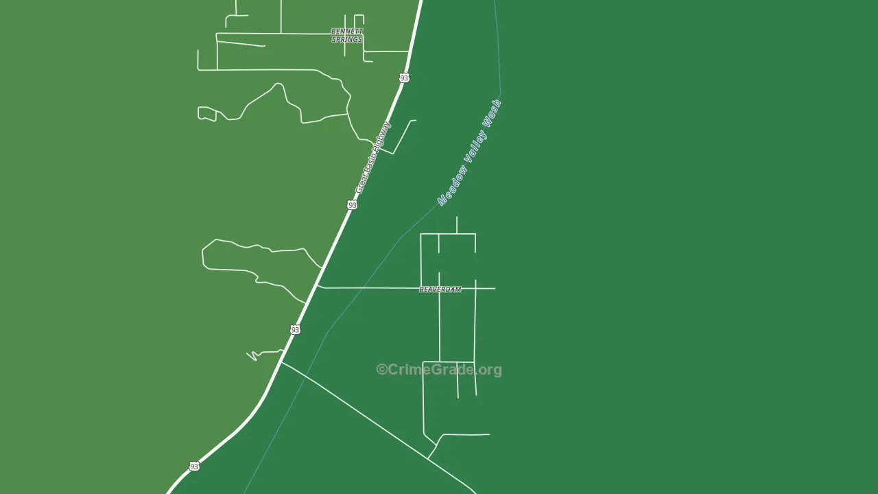 Beaverdam, NV Map of Vehicle Theft Rates