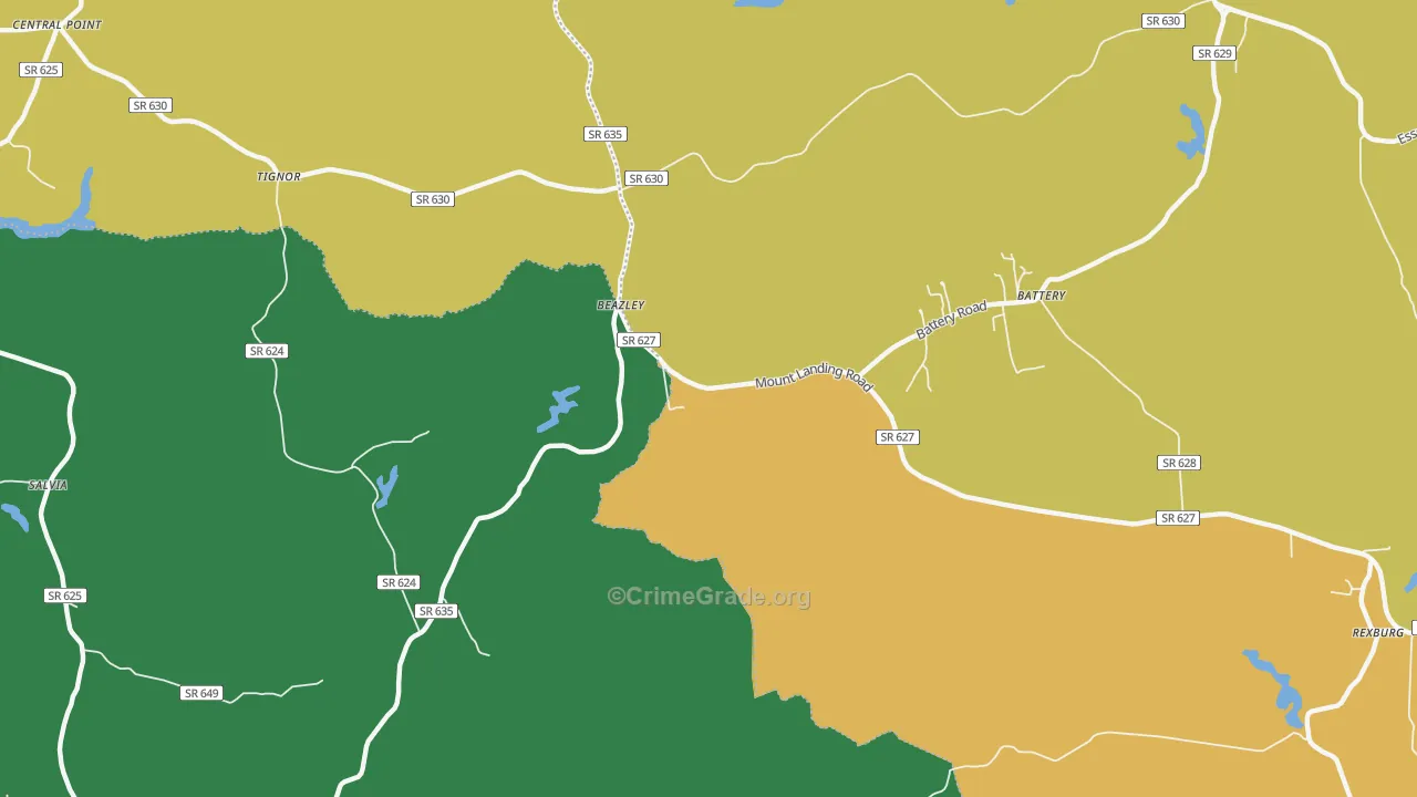 Beazley, VA Map of Vehicle Theft Rates