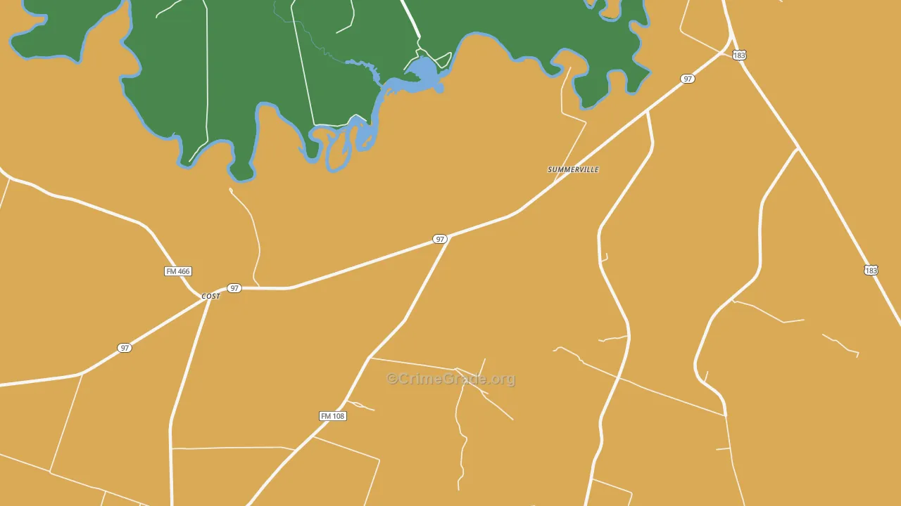 Bebe, TX Map of Vehicle Theft Rates
