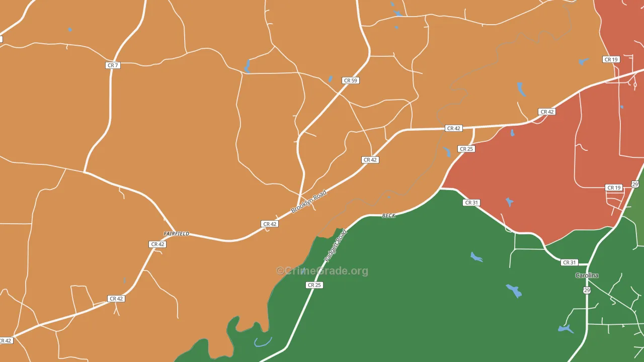 Beck, AL Map of Vehicle Theft Rates