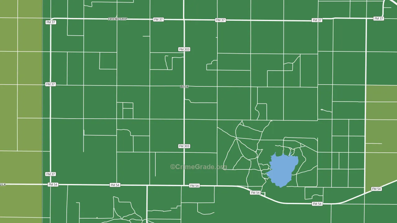 Beck, TX Map of Vehicle Theft Rates