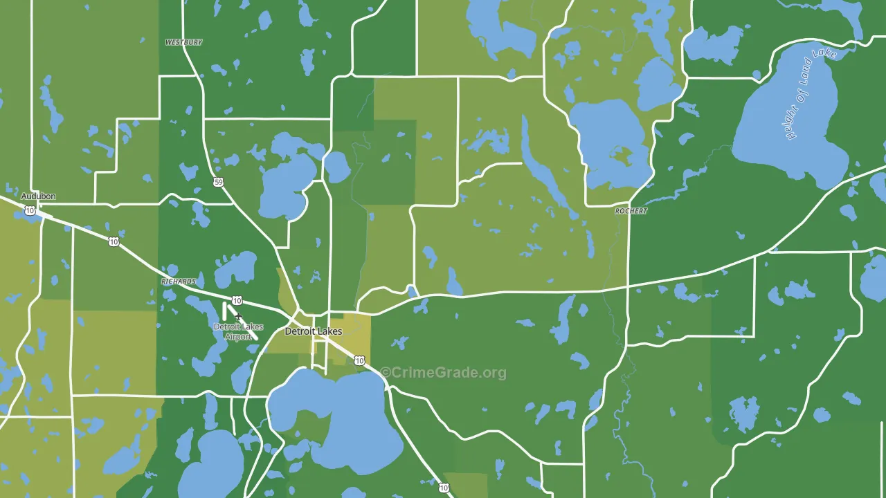 Becker County, MN Map of Vehicle Theft Rates