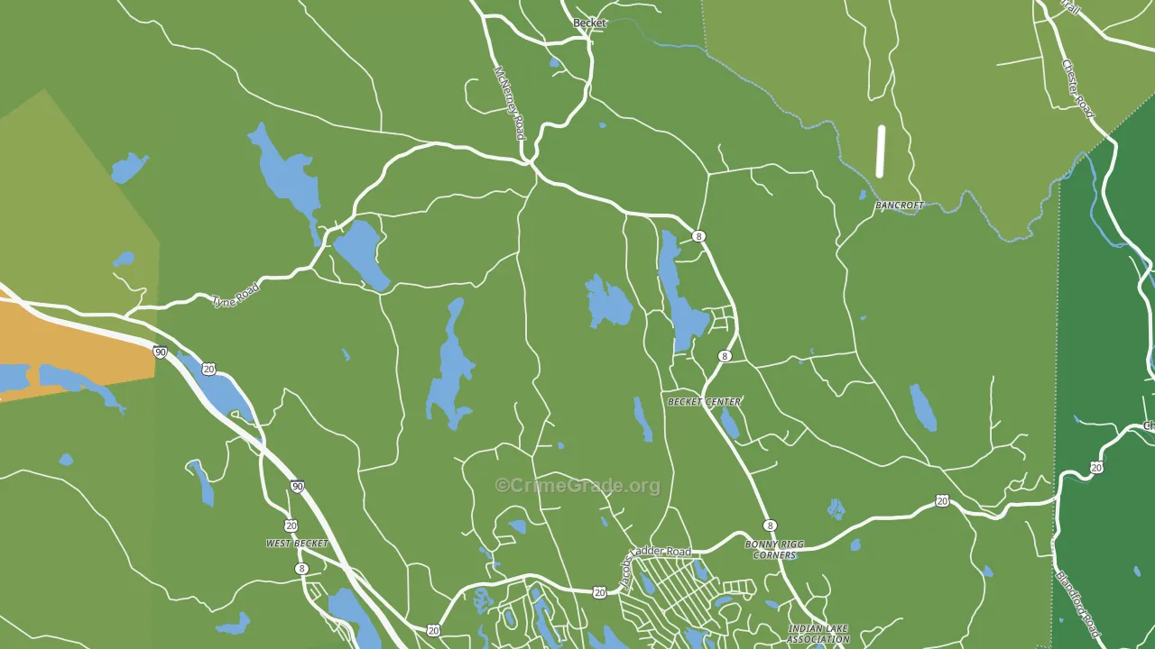 Becket, MA Map of Vehicle Theft Rates