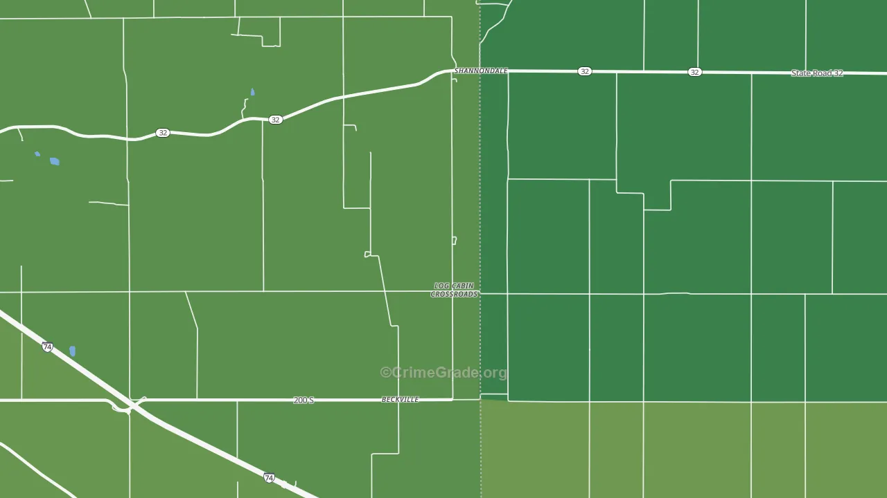 Beckville, IN Map of Vehicle Theft Rates