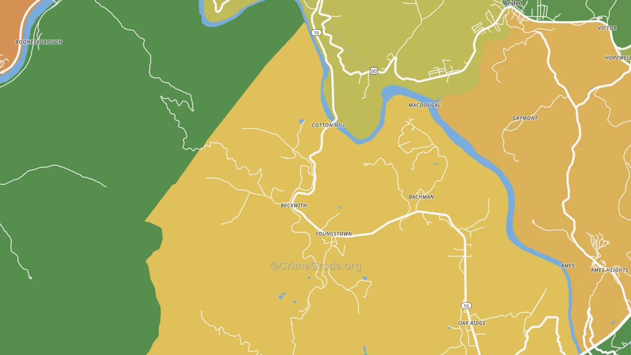 Beckwith, WV Map of Vehicle Theft Rates