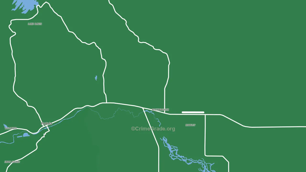 Beckwourth, CA Map of Vehicle Theft Rates