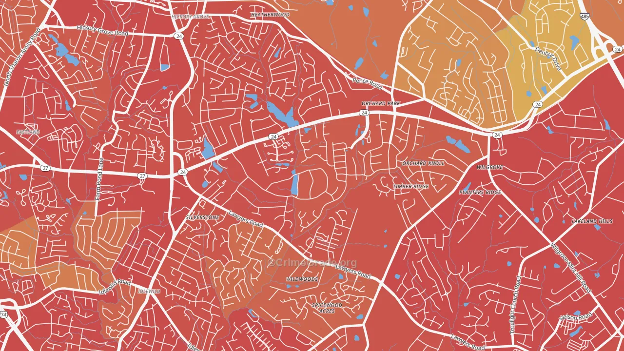 Becton Park, Charlotte, NC Map of Vehicle Theft Rates