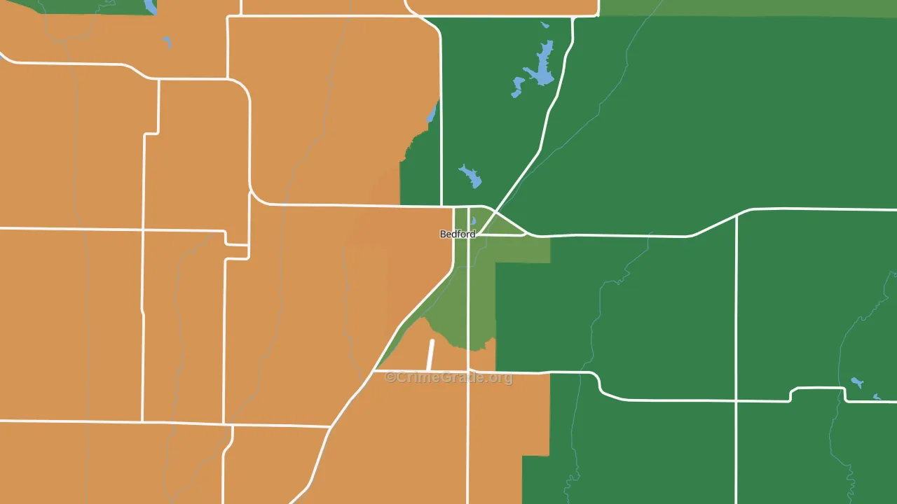 Bedford, IA Map of Vehicle Theft Rates