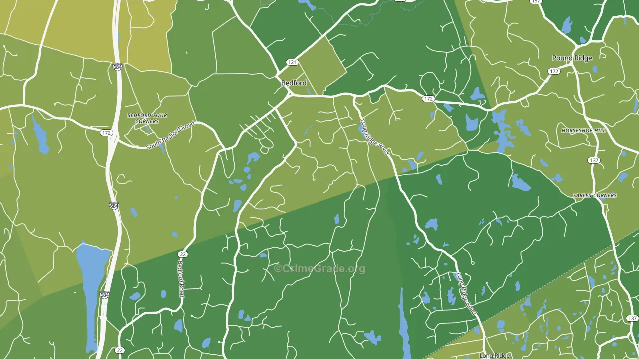 Bedford, NY Map of Vehicle Theft Rates