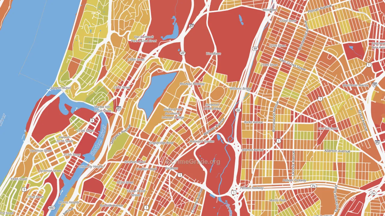 Bedford Park, Bronx, NY Map of Vehicle Theft Rates