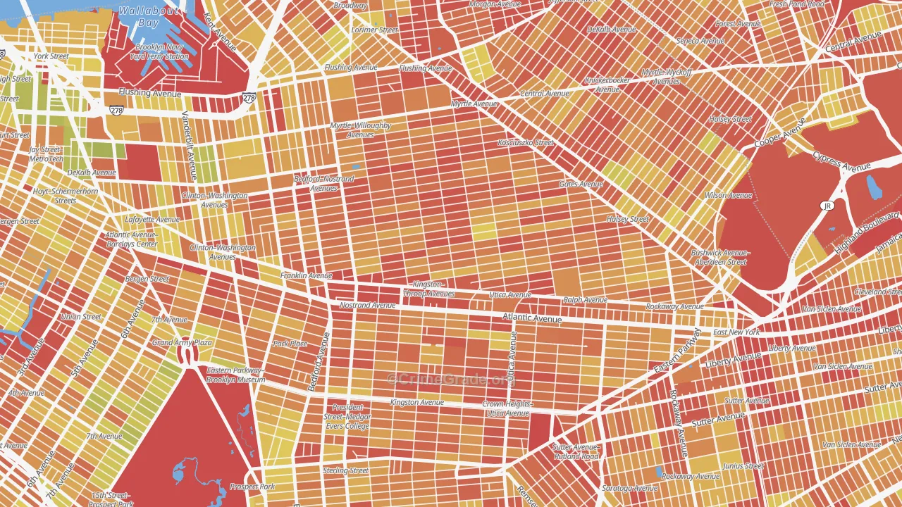 Bedford-Stuyvesant, Brooklyn, NY Map of Vehicle Theft Rates