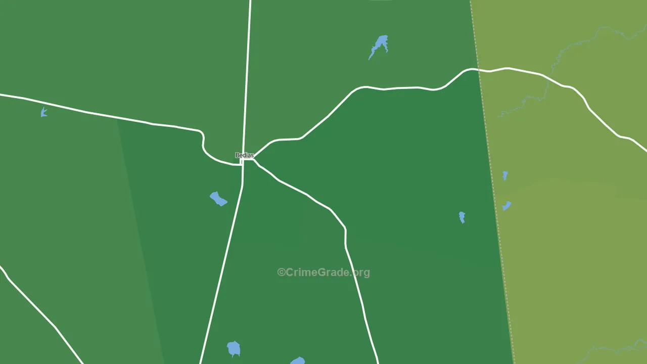 Bedias, TX Map of Vehicle Theft Rates