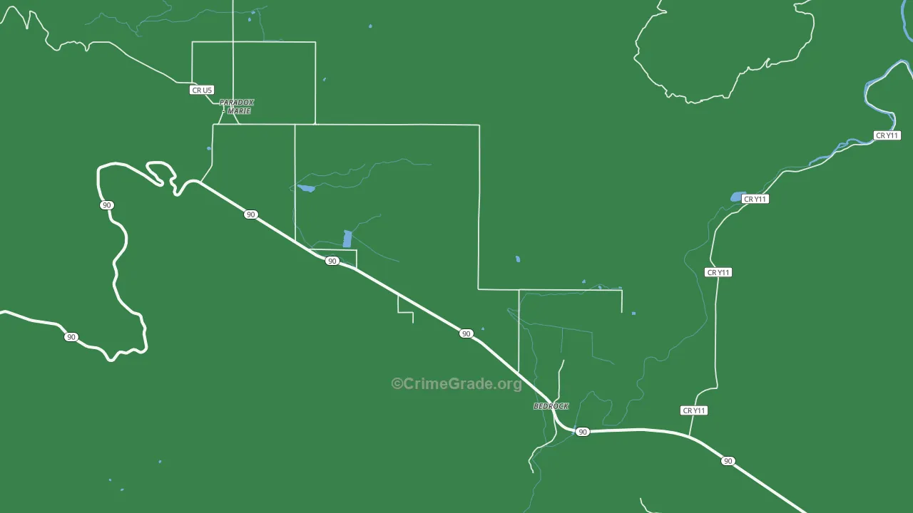 Bedrock, CO Map of Vehicle Theft Rates