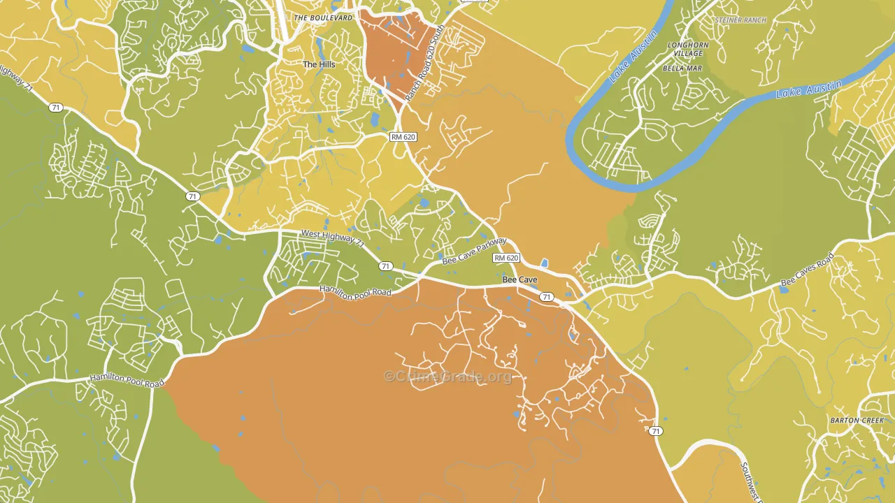 Bee Cave, TX Map of Vehicle Theft Rates