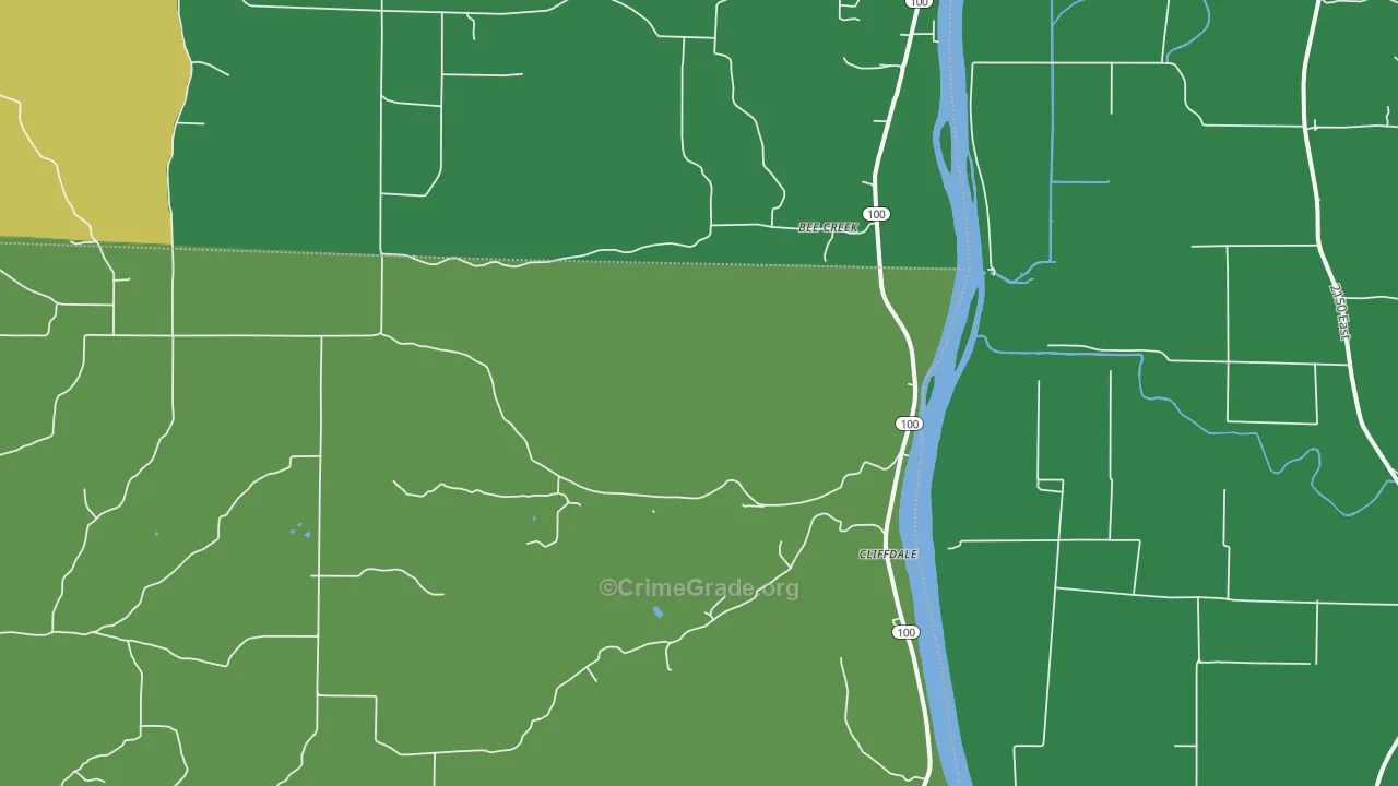 Bee Creek, IL Map of Vehicle Theft Rates