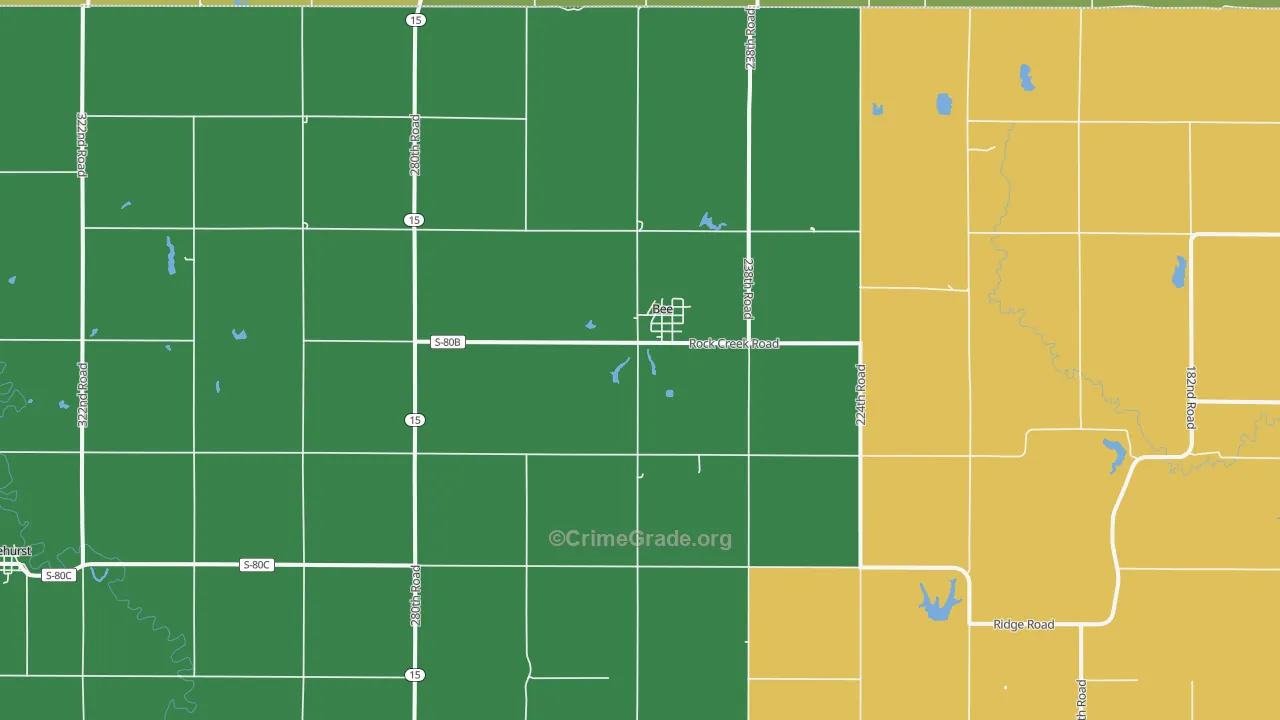 Bee, NE Map of Vehicle Theft Rates