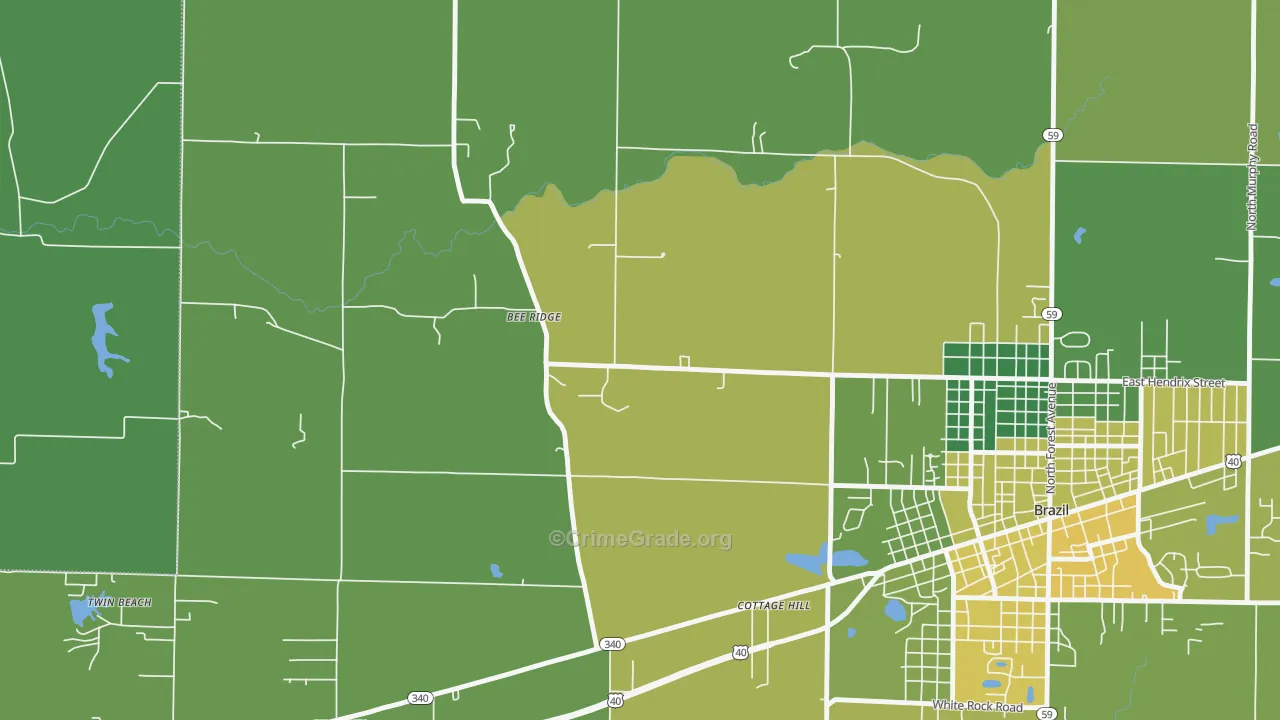 Bee Ridge, IN Map of Vehicle Theft Rates