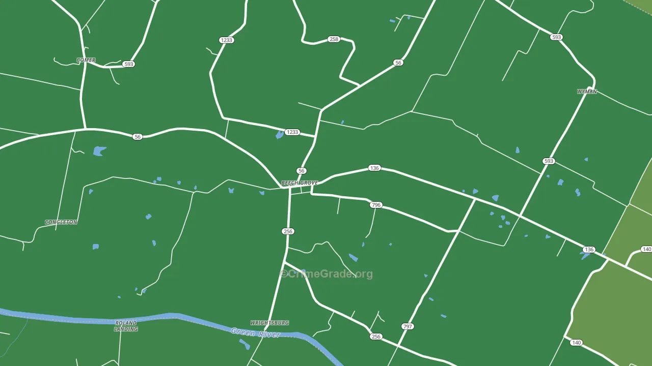 Beech Grove, KY Map of Vehicle Theft Rates