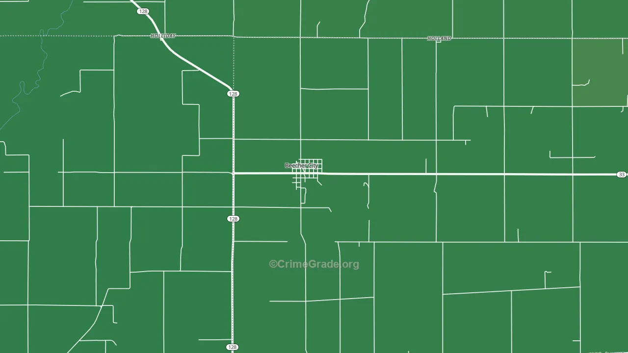 Beecher City, IL Map of Vehicle Theft Rates