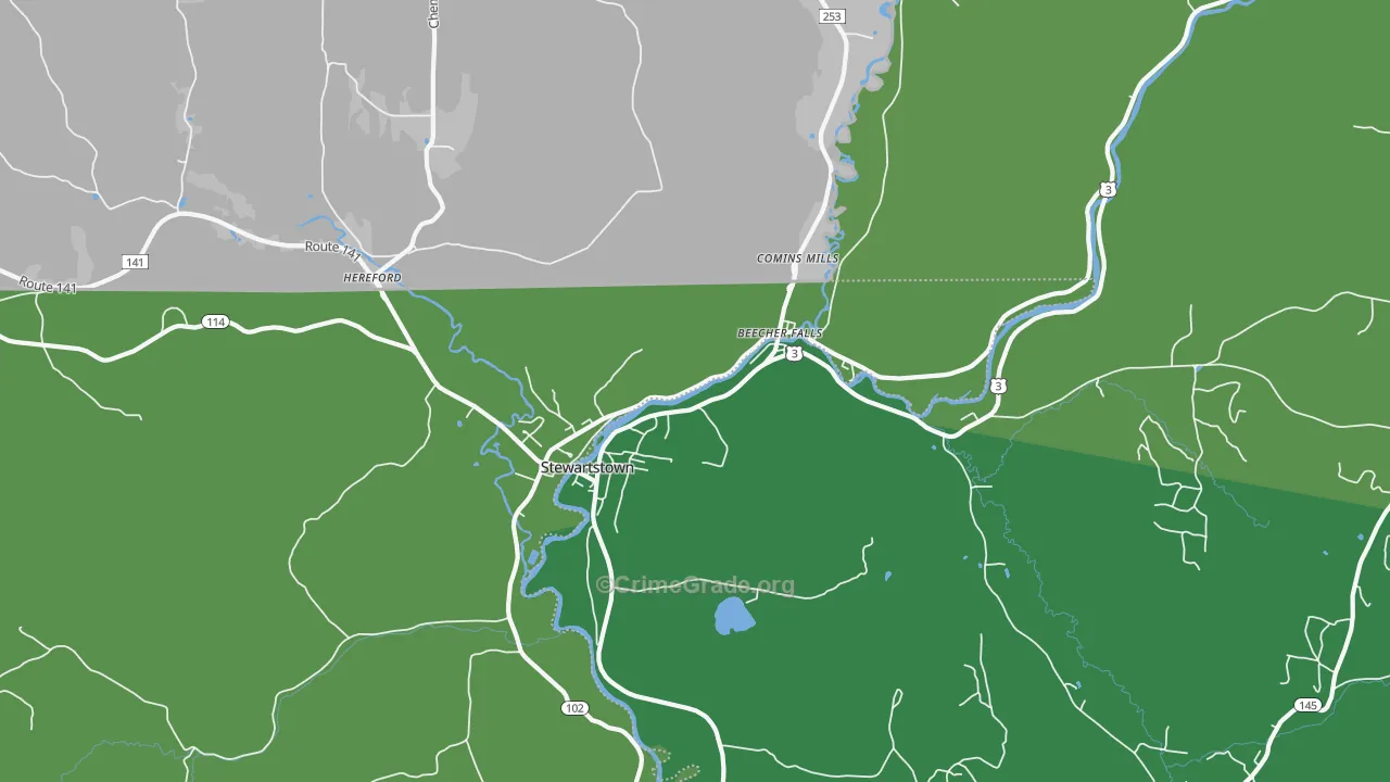 Beecher Falls, VT Map of Vehicle Theft Rates