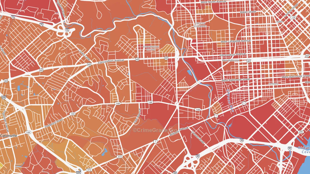 Beechfielf-Irvington Area, Baltimore, MD Map of Vehicle Theft Rates