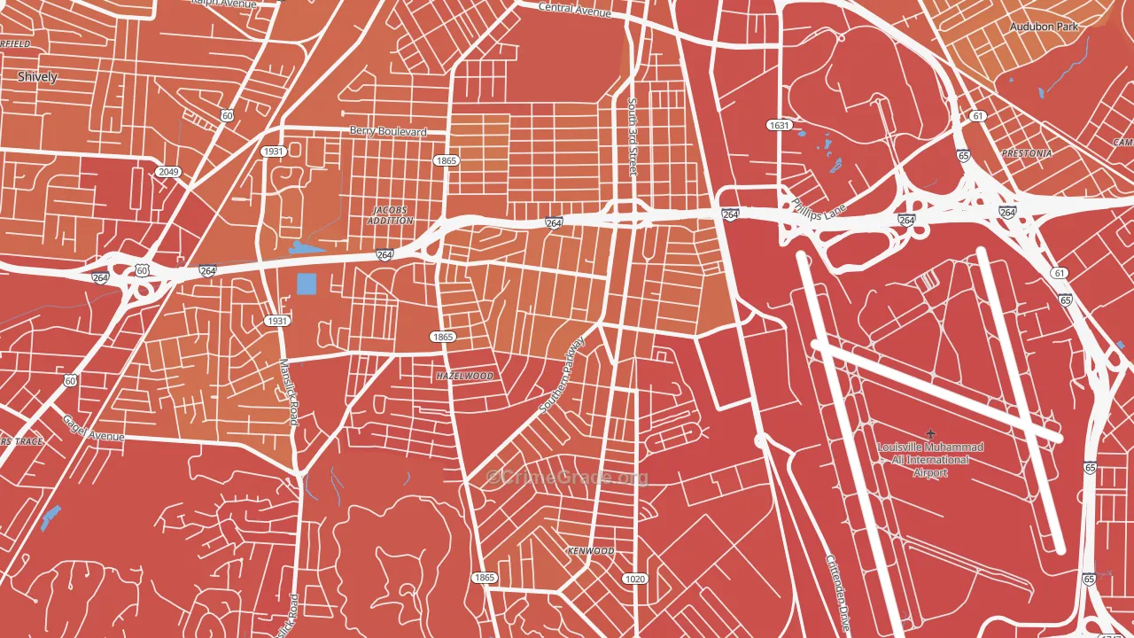 Beechmont, Louisville, KY Map of Vehicle Theft Rates