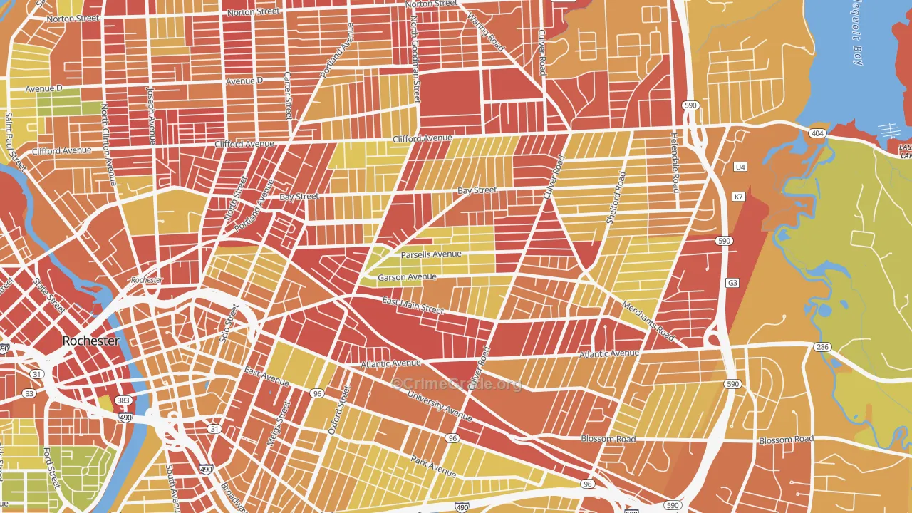 Beechwood, Rochester, NY Map of Vehicle Theft Rates