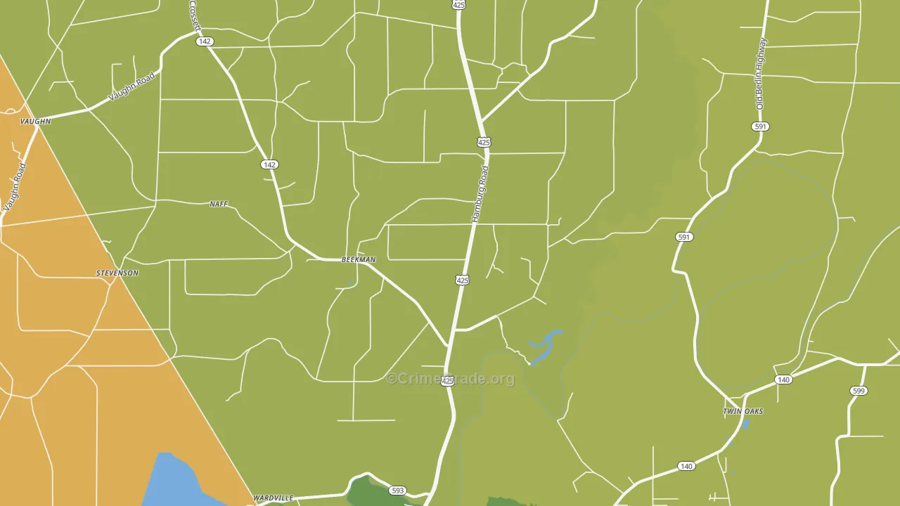Beekman, LA Map of Vehicle Theft Rates