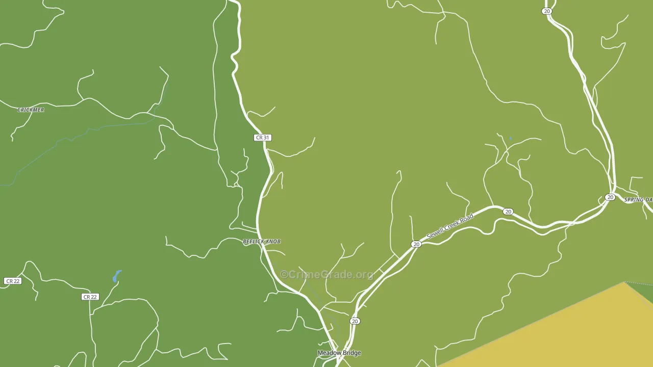 Beelick Knob, WV Map of Vehicle Theft Rates