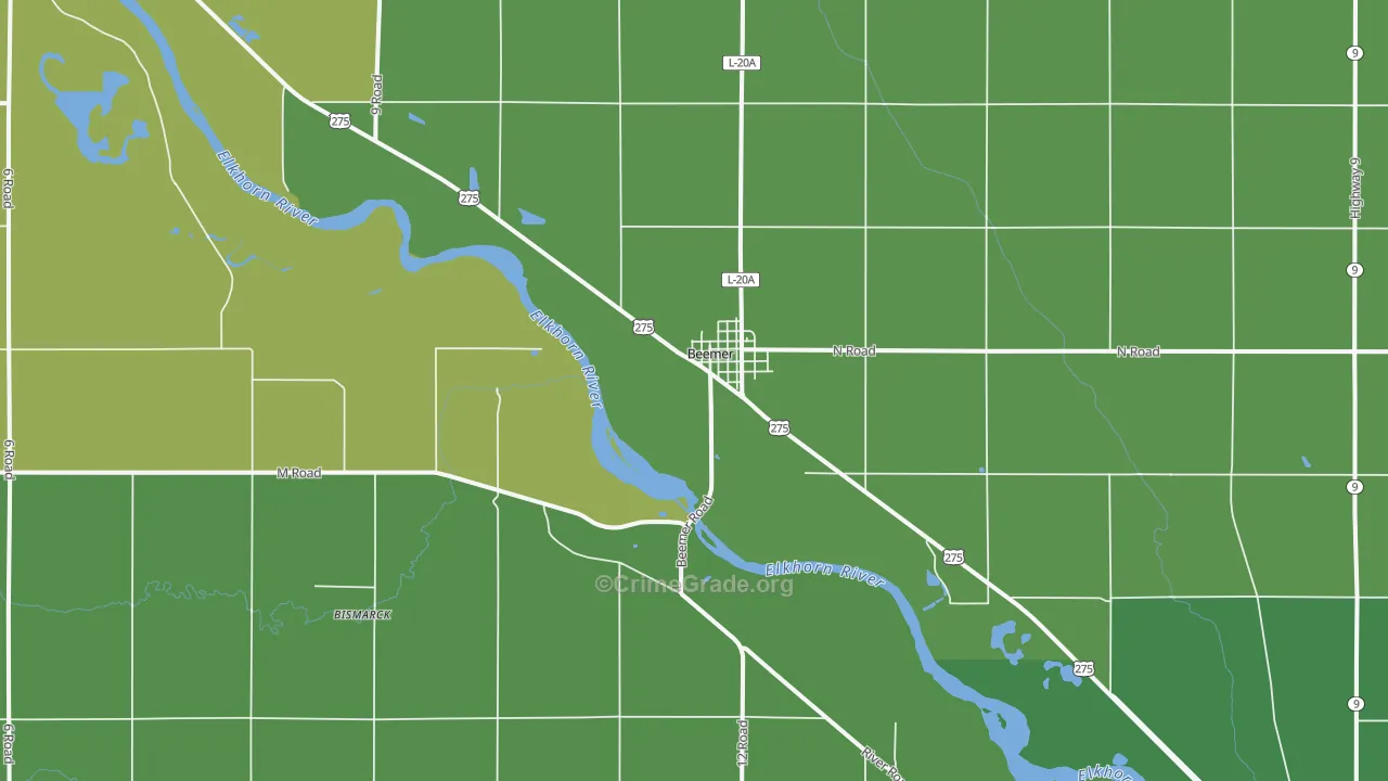 Beemer, NE Map of Vehicle Theft Rates