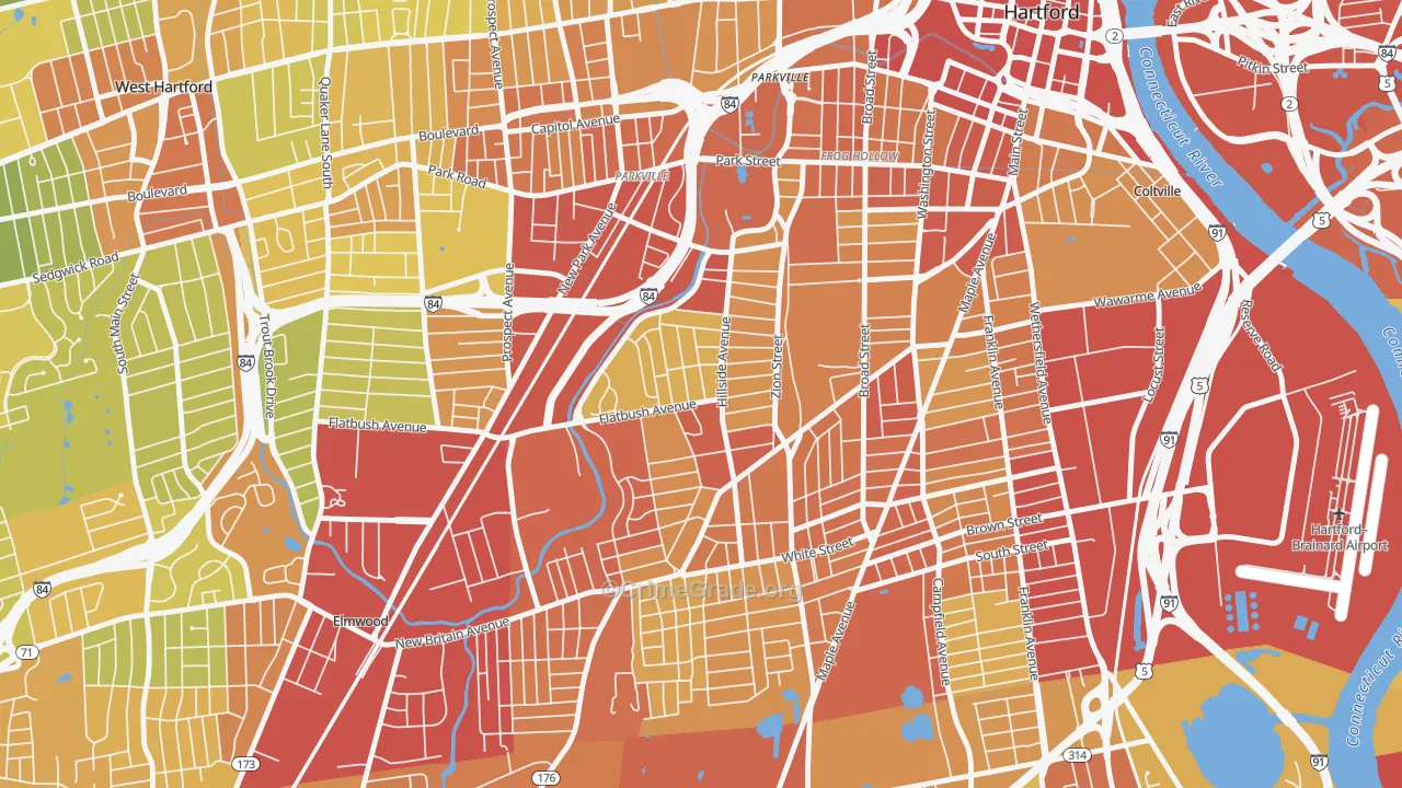 Behind The Rocks, Hartford, CT Map of Vehicle Theft Rates