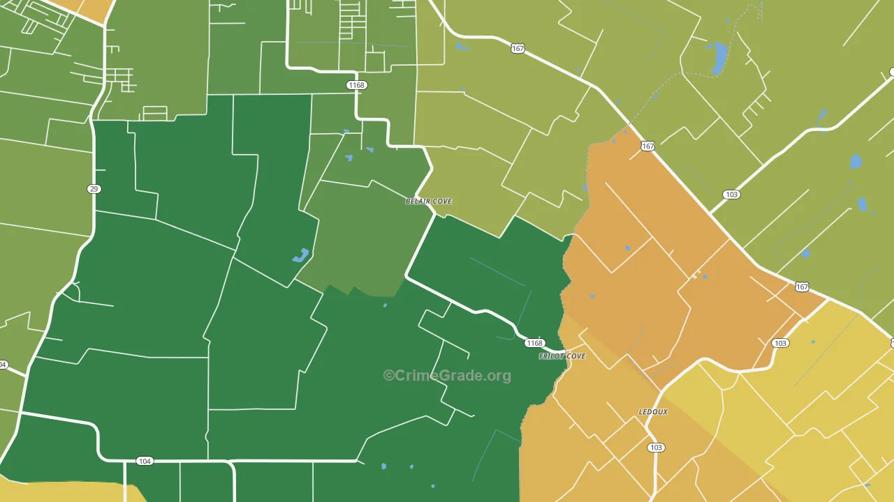 Belair Cove, LA Map of Vehicle Theft Rates