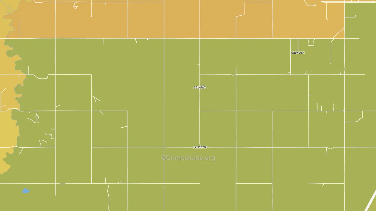 Beland, OK Map of Vehicle Theft Rates
