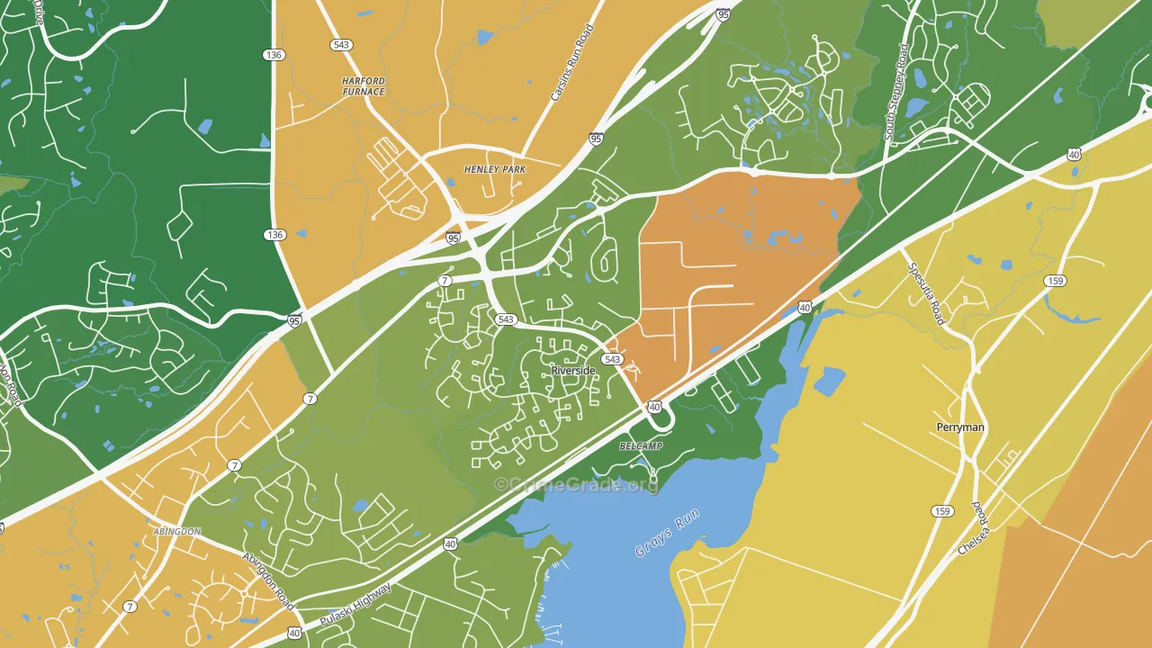 Belcamp, MD Map of Vehicle Theft Rates