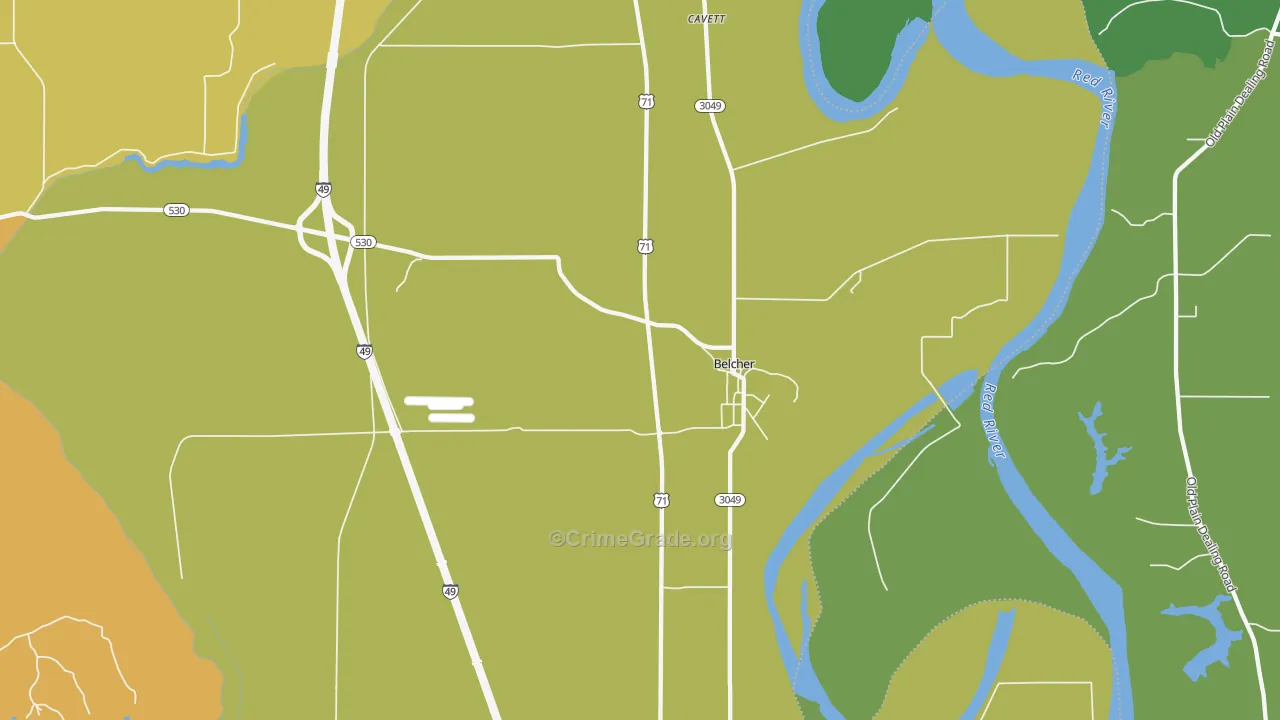 Belcher, LA Map of Vehicle Theft Rates