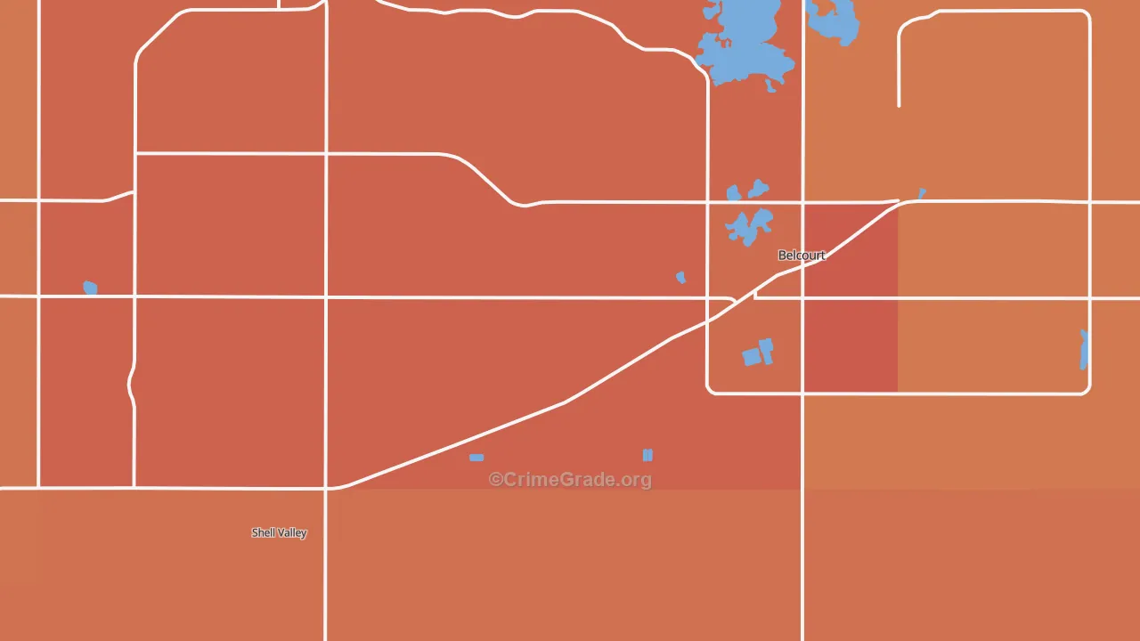 Belcourt, ND Map of Vehicle Theft Rates