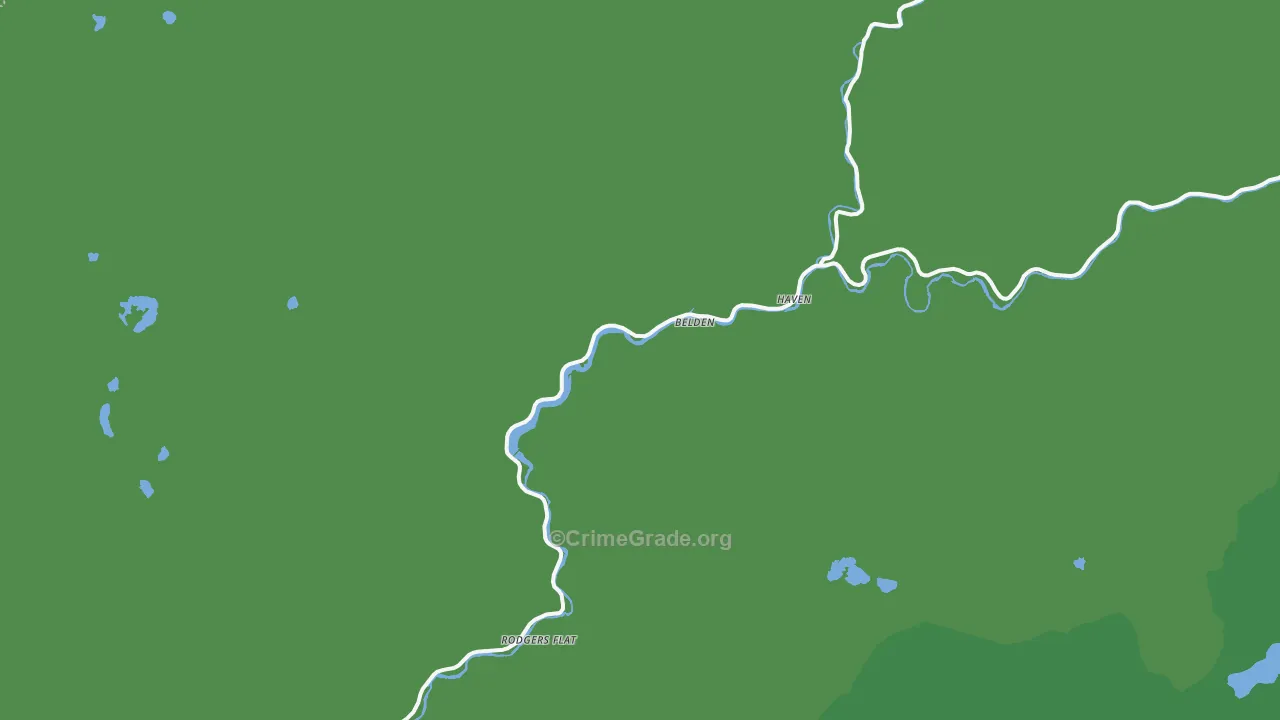 Belden, CA Map of Vehicle Theft Rates