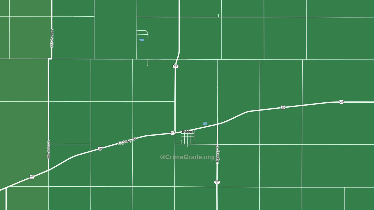 Belden, NE Map of Vehicle Theft Rates