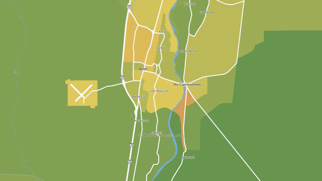 Belen, NM Map of Vehicle Theft Rates