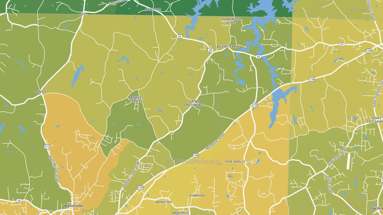 Belews Creek, NC Map of Vehicle Theft Rates
